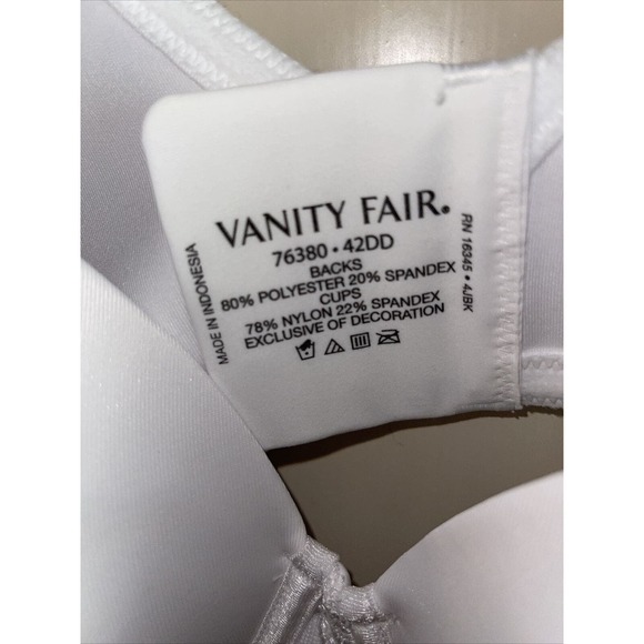 Vanity Fair Beauty Back Full Figure Underwire Smoothing Bra 76380 - White 42DD - Picture 4 of 5